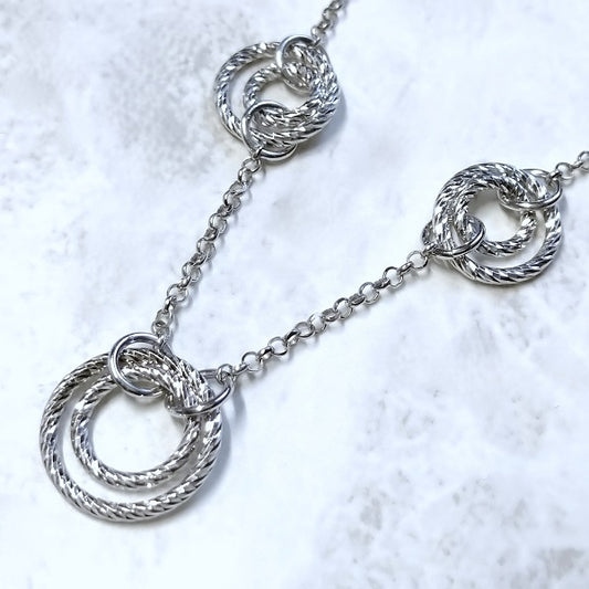 ダブルサークル キザミ ブレスレットFRABOSO(フラボッソ):イタリア製《Made in Italy》