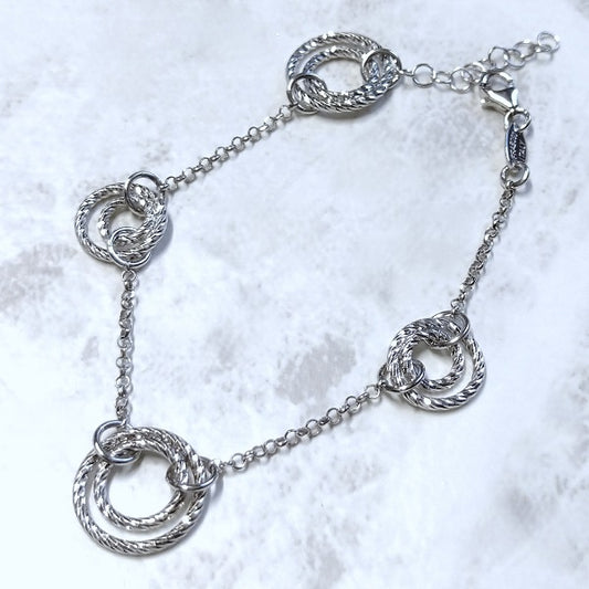 ダブルサークル キザミ ブレスレットFRABOSO(フラボッソ):イタリア製《Made in Italy》