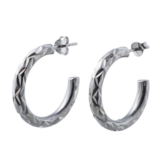 エレノアジュエリー/Elenore Jewelry 切子調フープシルバーピアスM 両耳分 ELE0039