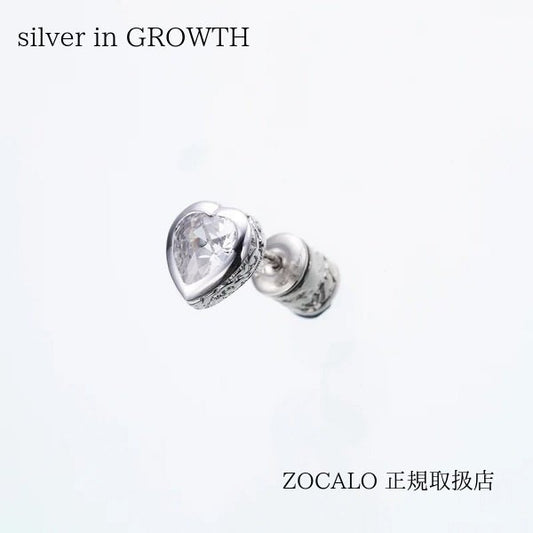 ZOCALO (ソカロ) ジュエルド・アイビー・ハート・ピアス M(ホワイトCZ) JEWELED IVY HEART STUD : M (WHITE CZ)