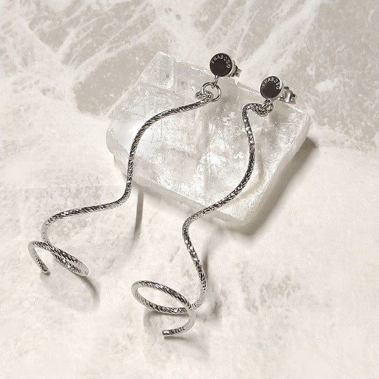 シルバーウエーブピアス ロング FRABOSO(フラボッソ):イタリア製《Made in Italy》OR06720RH Silver Wave Pierce Long FRABOSO: Made in Italy 《Made in Italy》 OR06720RH