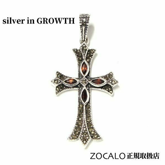 ZOCALO(ソカロ)マーカサイト・クロス・オン・クロス・ペンダントS・ガーネット (シルバー950製) ZZPDG-0005GN