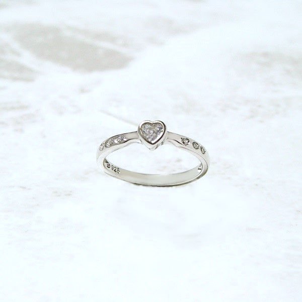 ピンキーリング 指輪 レディース キュービックジルコニア ハート シルバー925 4号 R7111