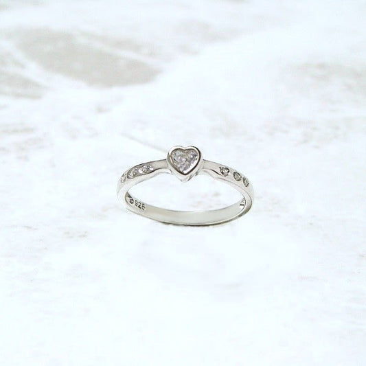 ピンキーリング 指輪 レディース キュービックジルコニア ハート シルバー925 4号 R7111