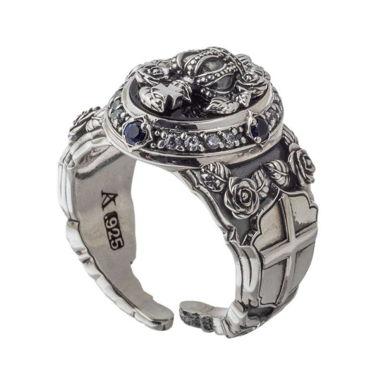 黒薔薇リング AKR0066 Black rose ring シルバーアクセサリー Silver jewelry