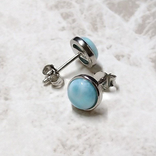 ラリマー ラウンド スタッドピアス