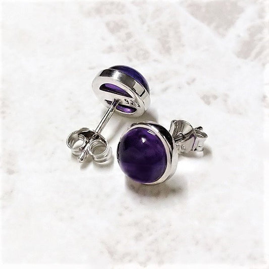 アメジスト ラウンド スタッドピアス