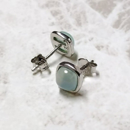 グリーンカルセドニー スクエア スタッドピアス