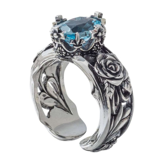 トパーズローズリング ブルートパーズ AKR0064 Topaz Rose Ring Blue Topaz シルバーアクセサリー Silver jewelry
