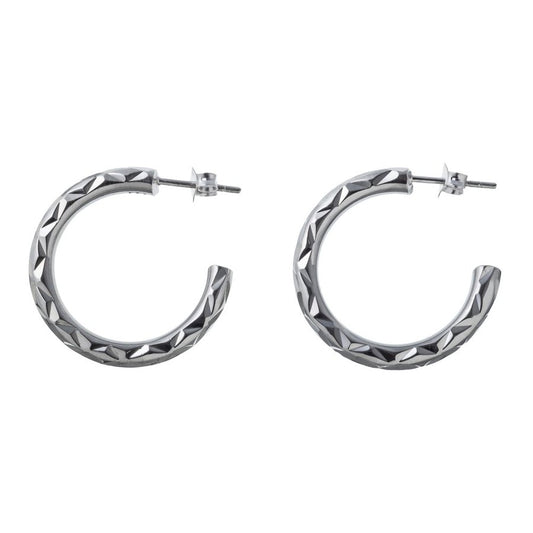 エレノアジュエリー/Elenore Jewelry 切子調フープシルバーピアスM 両耳分 ELE0039