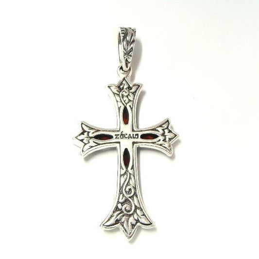 ZOCALO(ソカロ)マーカサイト・クロス・オン・クロス・ペンダントS・ガーネット (シルバー950製) ZZPDG-0005GN