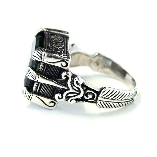 ZOCALO(ソカロ) イスラミック・スクエア・リング・グリーンクオーツ (シルバー925製) ZZTRG-0021GQ