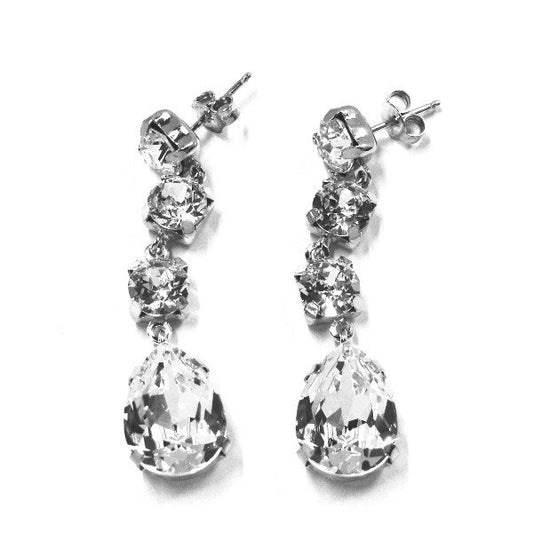 イタリア製 スワロフスキークリスタル 4連ピアス P28787 RD WT