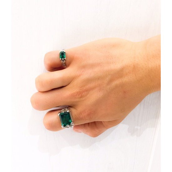 ZOCALO(ソカロ) イスラミック・スクエア・リング・グリーンクオーツ (シルバー925製) ZZTRG-0021GQ