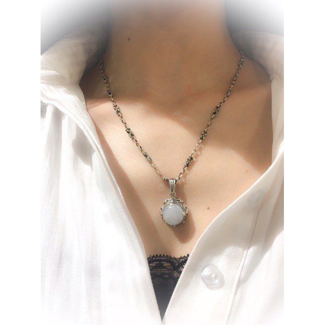 ZOCALO (ソカロ) イスラミック・ラウンド・ペンダント・レインボームーンストーン (シルバー950製) ZZPDG-0062RMS