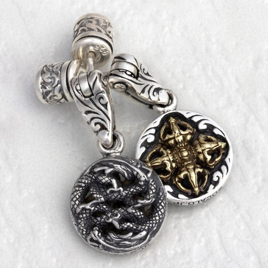 ZOCALO (ソカロ) ダブル・ドラゴン w/ クラウン・ダブル・ドージェ・ピアス : Double Dragon w/ Crown Double Dorje Stud ZES0032