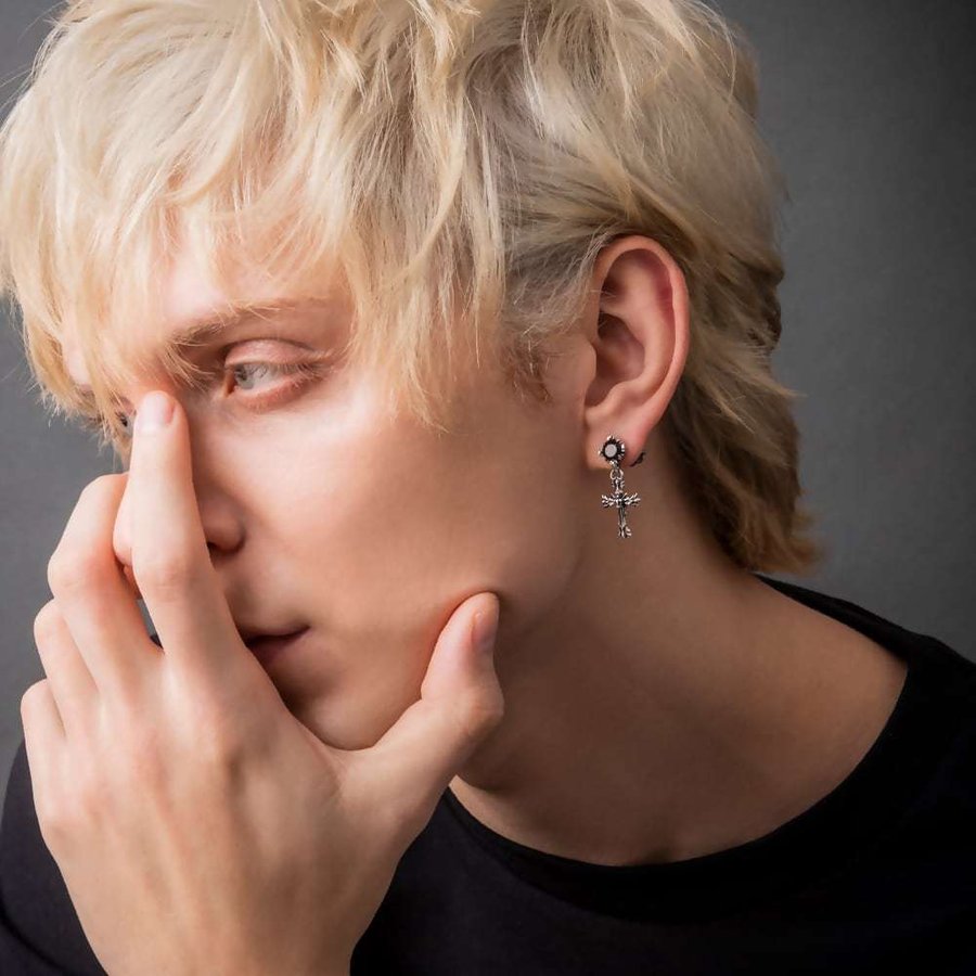 クロスクラウンピアス AKE0112 Cross crown earring シルバーアクセサリー Silver jewelry