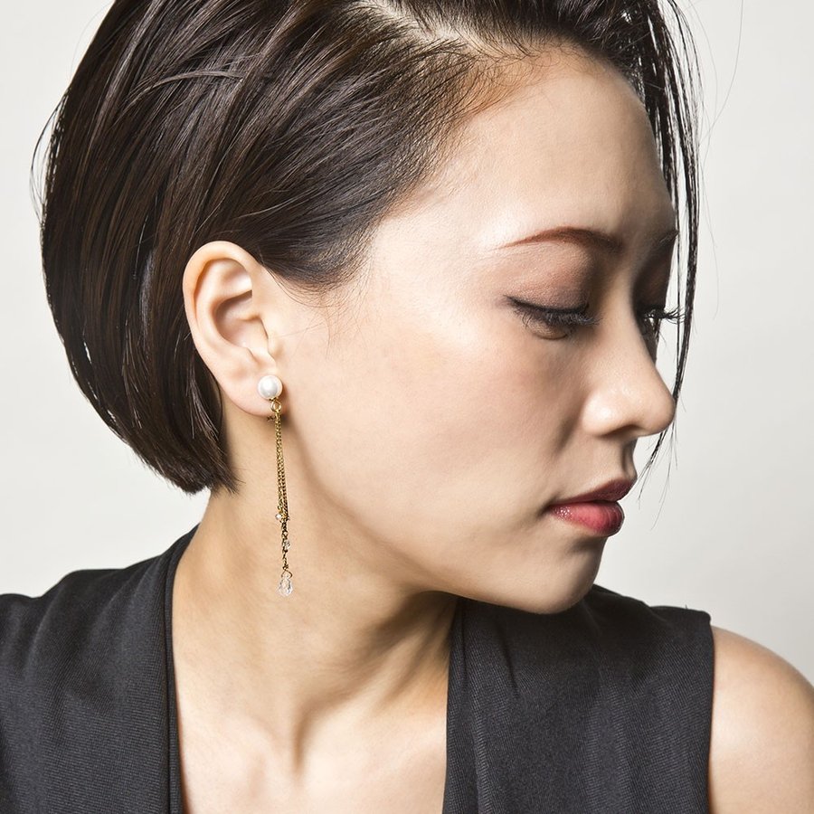 エレノアジュエリー/Elenore Jewelry リバーシブルクリスタルチェーンノンホールピアス/片耳分 elnh0001
