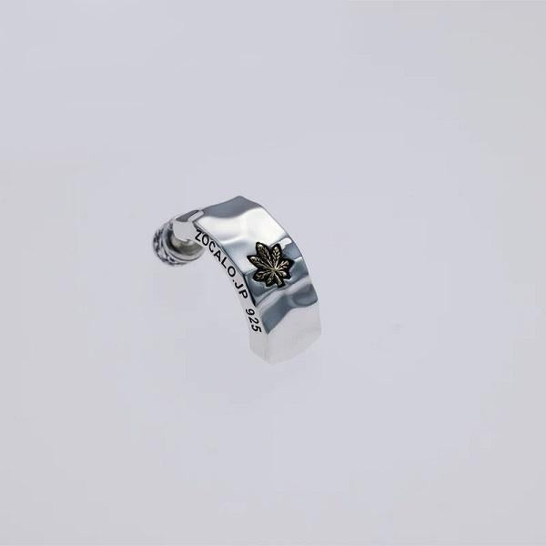 ZOCALO (ソカロ) 槌目 フープ ピアス リーフ Hammered Texture Hoop Earring Leaf