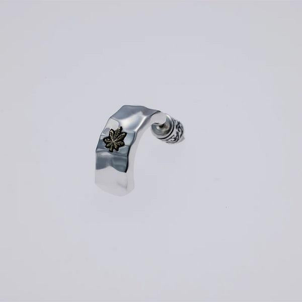 ZOCALO (ソカロ) 槌目 フープ ピアス リーフ Hammered Texture Hoop Earring Leaf