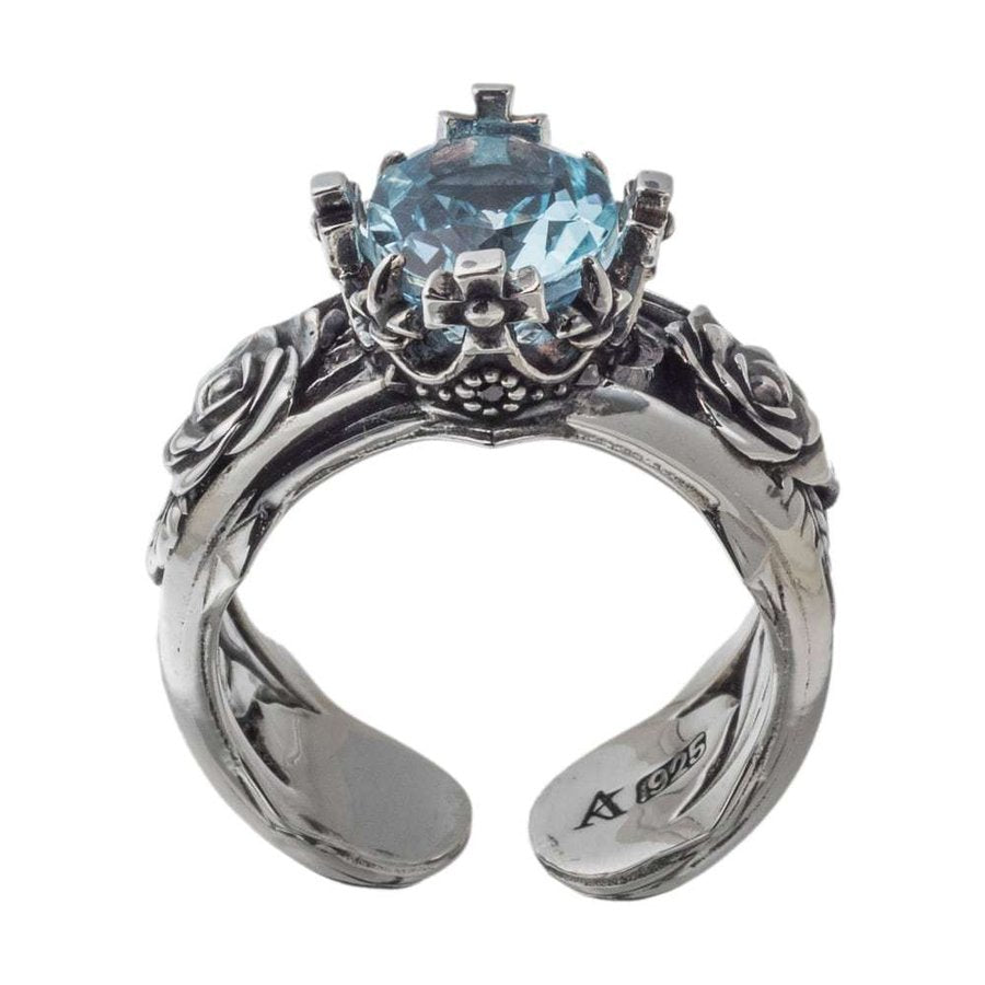 トパーズローズリング　ブルートパーズ　AKR0064　Topaz Rose Ring Blue Topaz シルバーアクセサリー Silver jewelry